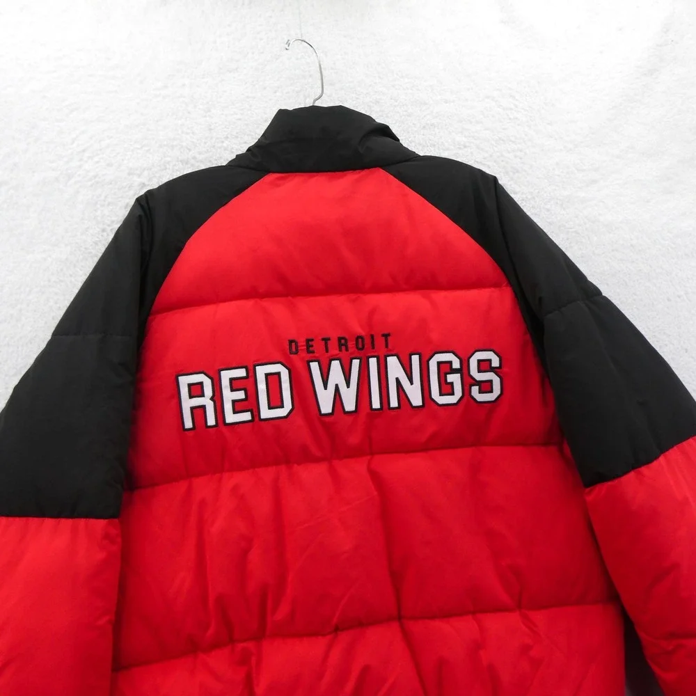 G-III Jacket Mens Large Detroit Red Wings Red Black Puffer Full Zip NHL Hockey‎